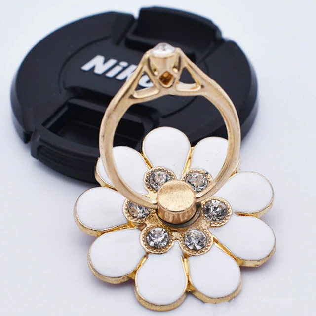 Тримач для телефона Кільце Кришталевий Квітка Flower золотий колір на палець PopSocket Попсоке, фото 1