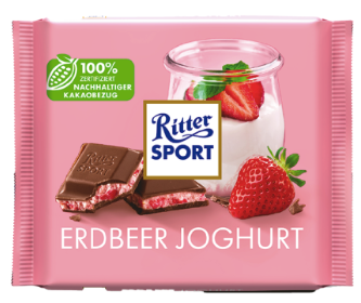 Шоколад Ritter Sport Strawberry Joghurt (Ріттер Спорт полуниця з йогуртом), 100 г, фото 1