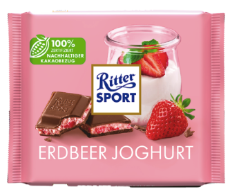 Шоколад Ritter Sport Strawberry Joghurt (Риттер Спорт клубника с йогуртом), 100 г - фото 1 - id-p815309941