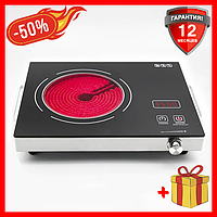 Настільна інфрачервона плита Zepline ZP-061 2200 Вт, Потужна одноконфоркова електроплита зі склокераміки