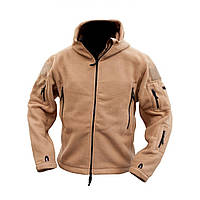 Тактична флісова кофта койот KOMBAT UK Recon Hoodie Зимова чоловіча фліска армійська з каптуром