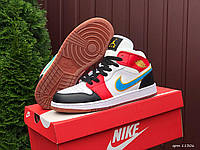 Кросовки Nike Air Jordan высокие женские, демисезон найк джордан белые с красным