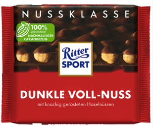 Шоколад Ritter Sport Dark Whole Hazelnuts, 100 г