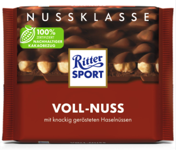 Шоколад Ritter Sport Whole Hazelnuts, 100 г