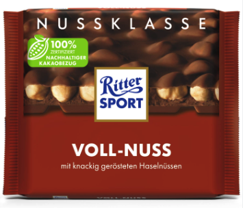 Шоколад Ritter Sport Whole Hazelnuts, 100 г - фото 1 - id-p291481882