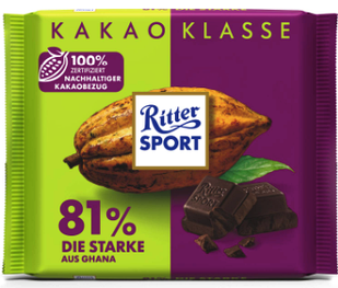 Шоколад Ritter Sport 81% die starke, 100 г