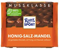 Молочный шоколад Ritter Sport с цельным миндалем,медом и солью, 100 г