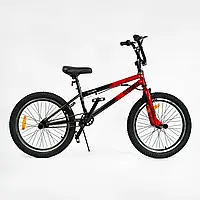 ТРЮКОВЫЙ стальной велосипед 20д CORSO BMX-2506 односкоростной / тормоза Logon с гироротором + ПЕГИ / Красный