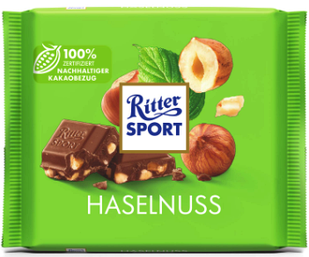 Молочний шоколад Ritter Sport з фундуком, 100 г