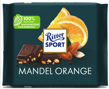 Молочний шоколад Ritter Sport Mandel Orange, 100 г, фото 1