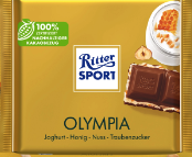 Молочный шоколад Ritter Sport с йогуртом медом и фундуком, 100 г