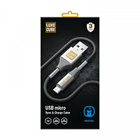 Кабель Luxe Cube Armored USB-microUSB, 1м, серый (8886668686105)