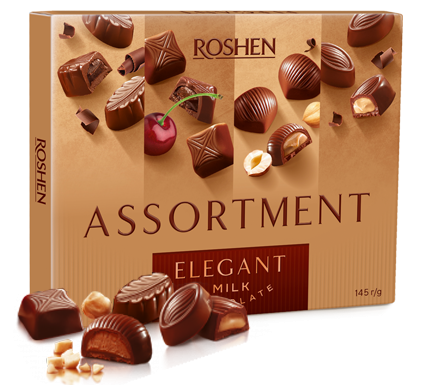 Набір цукерок у коробці Roshen Assortment Milk chocolate 145 грамів