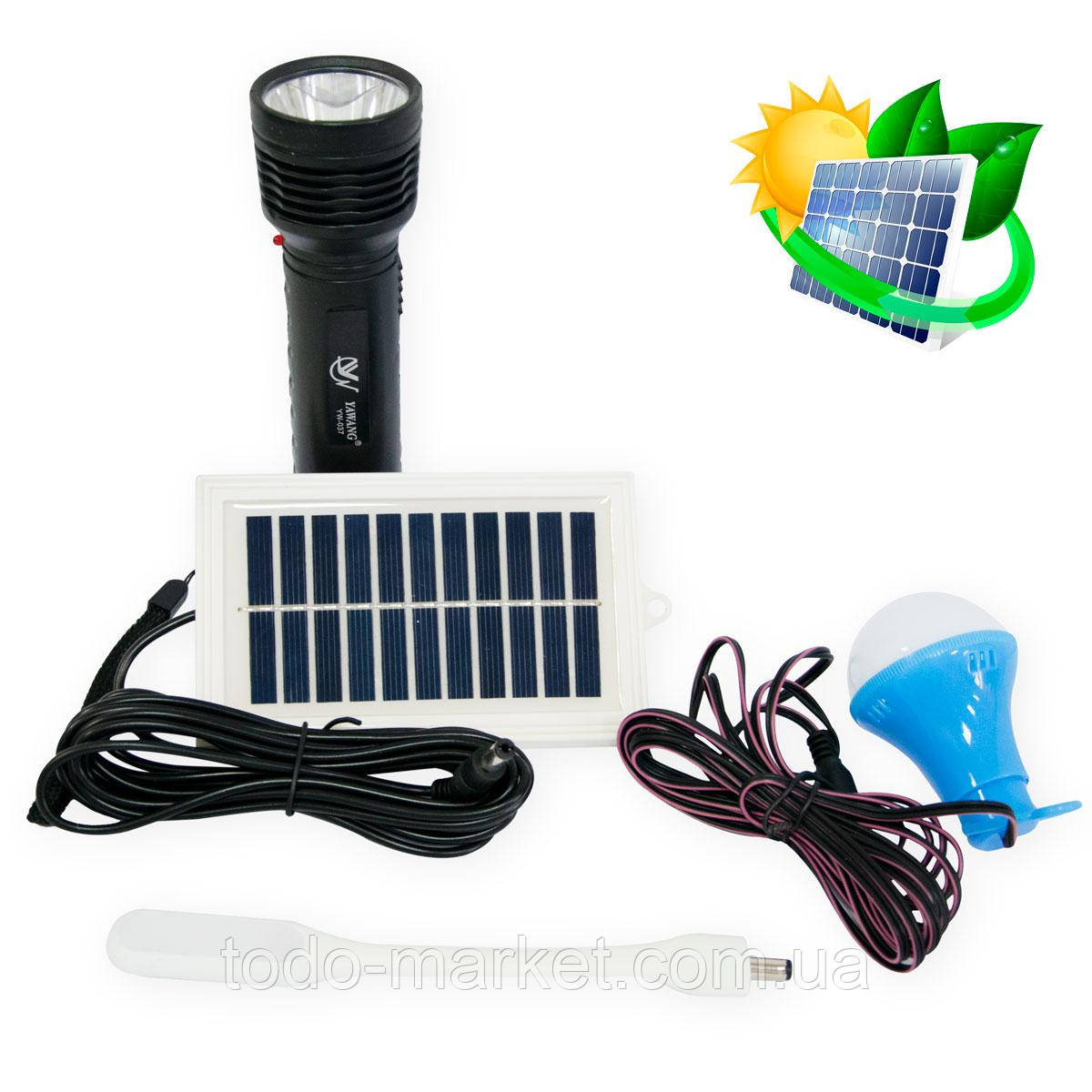 Туристичний ліхтар з акумулятором і сонячною панеллю + лампи "YW-037", ручний ліхтарик і мінілампа (ST)