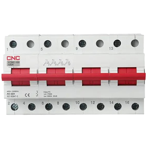 Перемикач навантаження трипозиційний YCBZ-100 1-0-2 4P 100A I-0-II 240B/415B CNC ELECTRIC