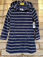 1, Теплое микрофлисовое платье туника синее в полоску на девочку с капюшоном Old Navy Размер 4Т Рост 100-107см