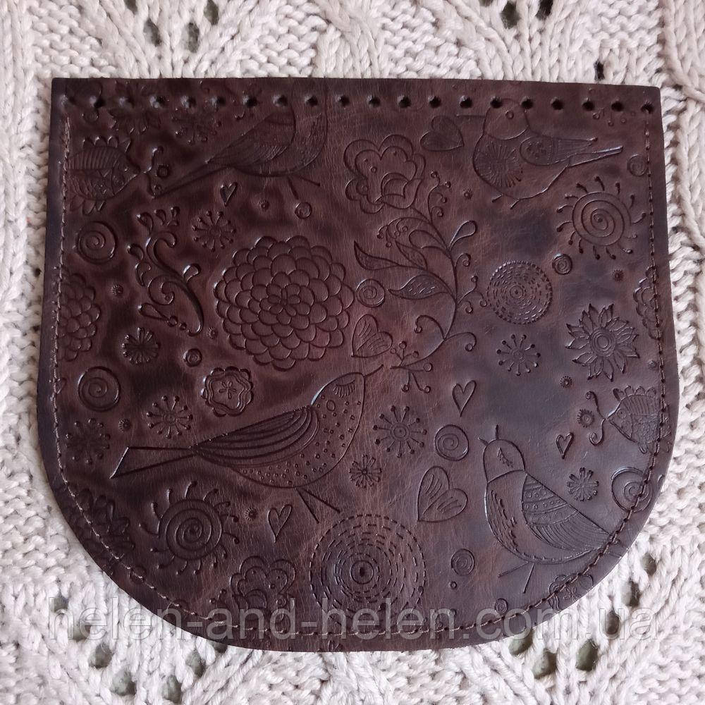 Клапан для сумки "Пташки". Колір "Коричневий", фото 1