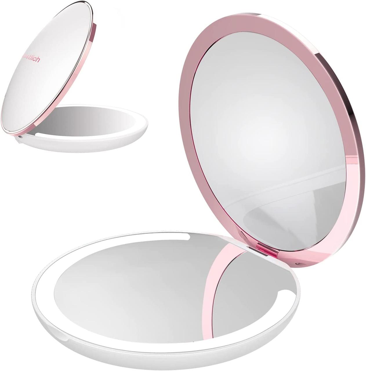 Kostlich LED Compact Mirror, дорожнє дзеркало для макіяжу зі збільшенням 1x/7X