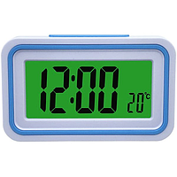 Настольные часы Kenko говорящие электронные с будильником и подсветкой 13х8см Бело-голубые (KK-9905TR)