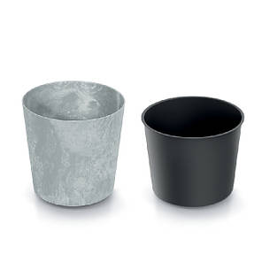 Горщик пластмасовий з вкладом URBI ROUND BETON EFFECT бетон 30см., фото 4