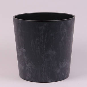 Горщик пластмасовий з вкладом URBI ROUND BETON EFFECT антрацитовий 30см., фото 1