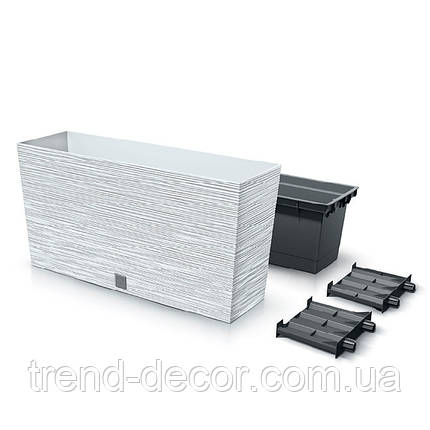 Горщик пластмасовий з вкладом FURU CASE MIDDLE білий 77см., фото 3