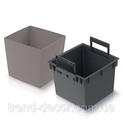 Горщик пластмасовий з вкладом URBI SQUARE LOW матовий мокка 23х23см., фото 3