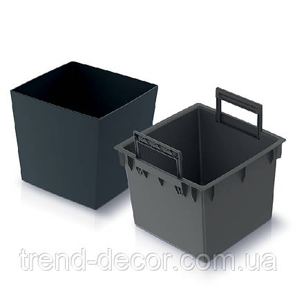 Горщик пластмасовий з вкладом URBI SQUARE LOW матовий антрацитовий 28.5х28.5см., фото 3