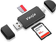 Адаптер Vanja SD Card to USB, 3-в-1 USB-C USB-A Устройство чтения карт Micro USB SD