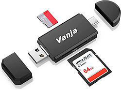Адаптер Vanja SD Card to USB, 3-в-1 USB-C USB-A Пристрій для читання карт Micro USB SD