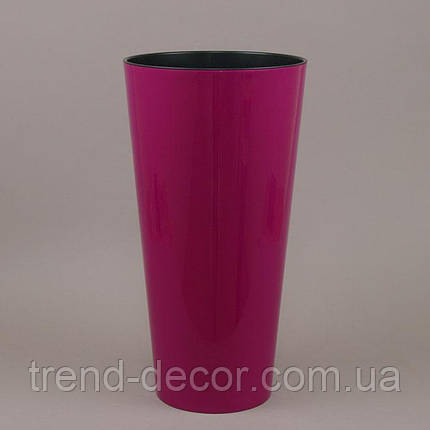 Горщик пластмасовий з вкладом Tubus Slim Shine фуксія 20см., фото 1