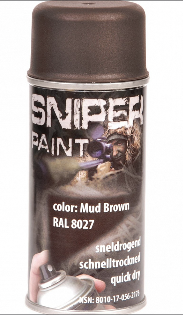 Фарба-спрей маскувальний для зрої, прицілів FOSCO SNIPER PAINT - 150 ml - Mud Brown RAL (коричневий матовий)