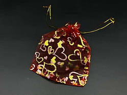 Подарункові мішечки для ювелірних прикрас з органзи Колір червоний. 15х20см / Подарункові мішечки для ювелірних прикрас з органзи