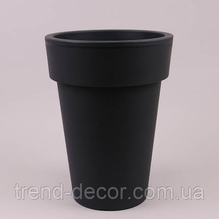 Горщик пластмасовий Lofly Slim круглий антрацитовий 20см., фото 1