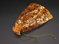 Маленькі подарункові мішечки з органзи колір помаранчева троянда. 17х23см / Маленькі подарункові мішечки з органзи колір