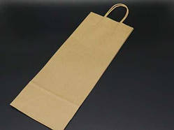 Одноразові паперові пакети з крафтового паперу з ручками 12х36х9см / Одноразові паперові пакети з крафтового паперу з ручками