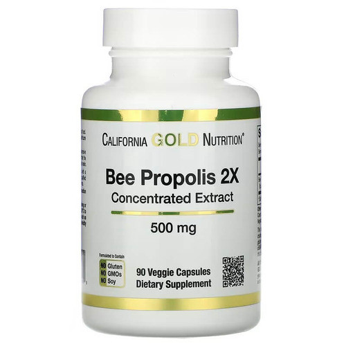 Бджолиний прополіс, California Gold Nutrition Bee Propolis 500 mg 90 Капсул
