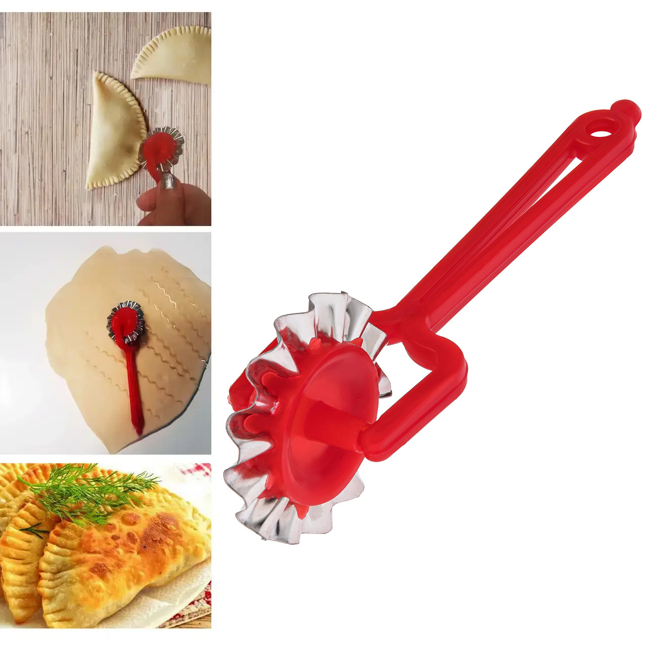 Ніж ролик тісторіз вузький фігурний зубчастий для тіста та вирізки чебуреків