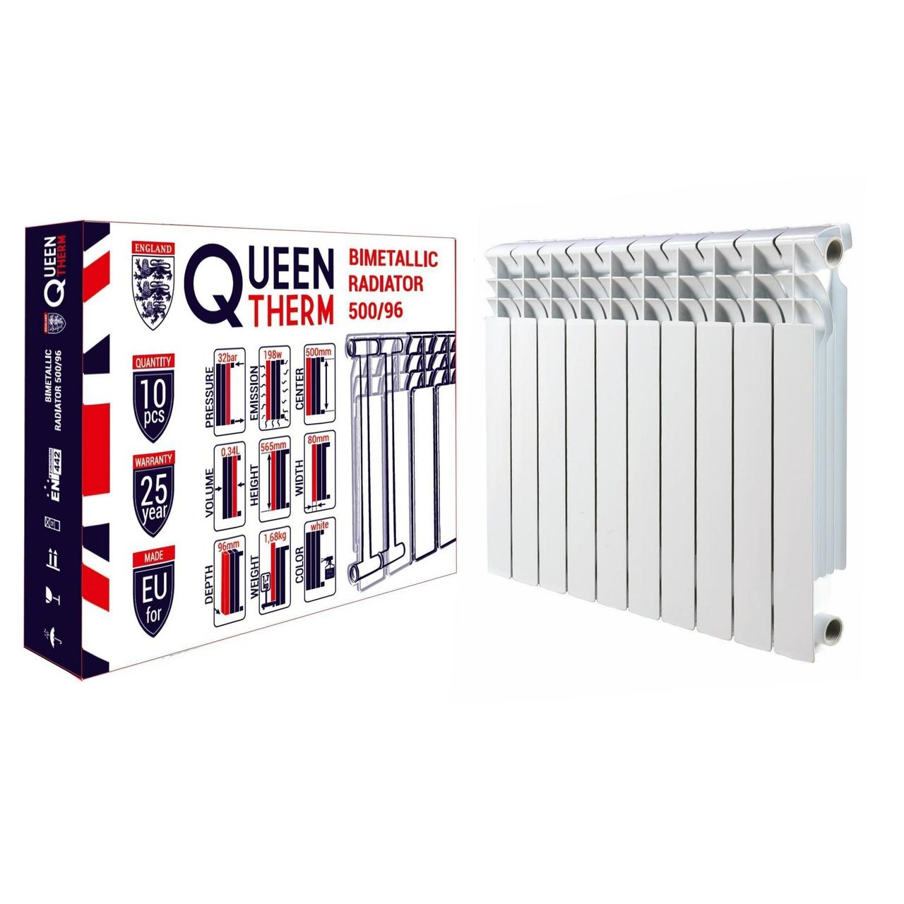 Радіатор біметалевий секційний QUEEN THERM 500/96 (кратно 10), фото 1