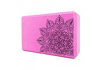 Блок для йоги EVA с рисунком розовый (кирпич для йоги)