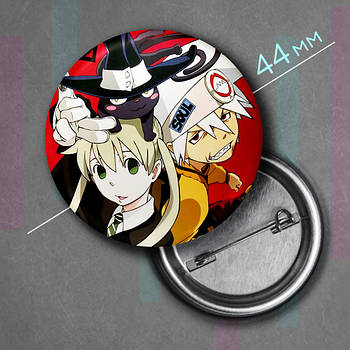 "Мака Албарн та Соул Еванс (Пожирач душ / Soul eater)" значок круглий на булавці Ø44 мм