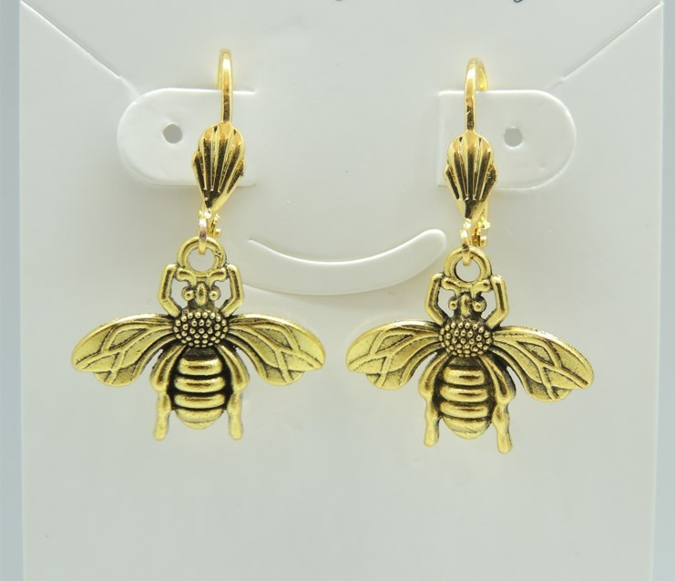 Сережки Liresmina Jewelry сережки Бджілка Медове Золотце 3.5 см золотисті