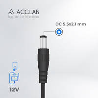 Кабель живлення USB to DC 5.5х2.1mm 12 V 1 A ACCLAB (1283126565120), фото 3