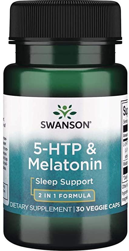 5-гідрокситриптофан і Мелатонін Swanson 5-HTP & Melatonin 30 Caps