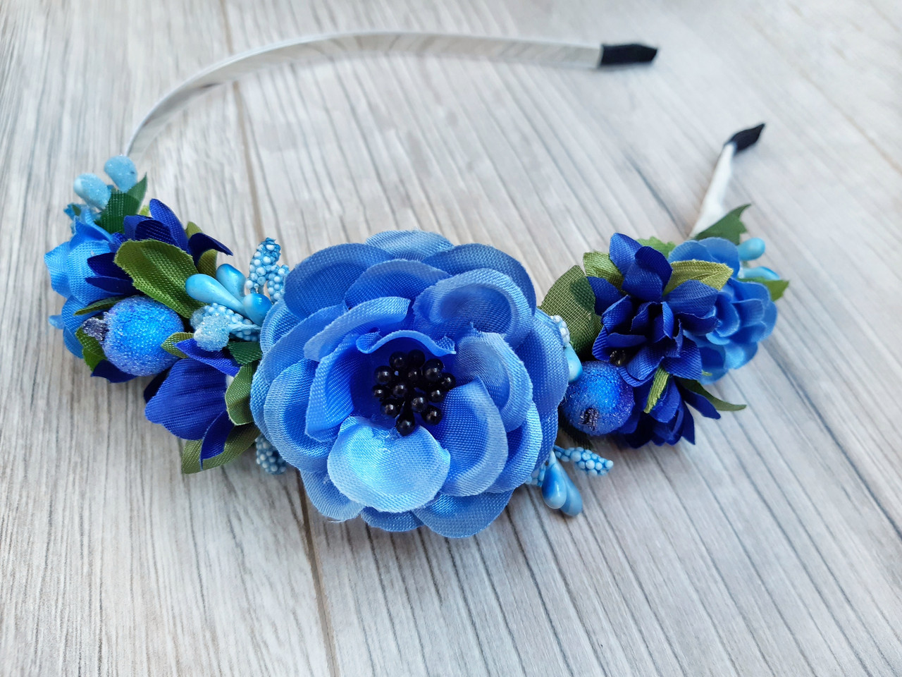 Обруч для волосся Боковинка блакитно-синій, фото 1