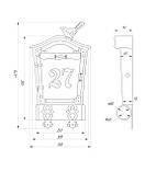 Поштова скринька "Синичка" з номером будинку і трубою для газет, фото 2
