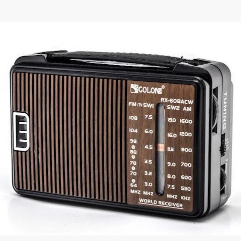 DR Радіоприймач GOLON RX-608, LED, 2x3W, FM радіо, корпус пластмас, Black, BOX
