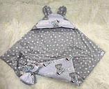 Демісезонний бавовняний конверт "Вухастий" з принтом, сірий, фото 2