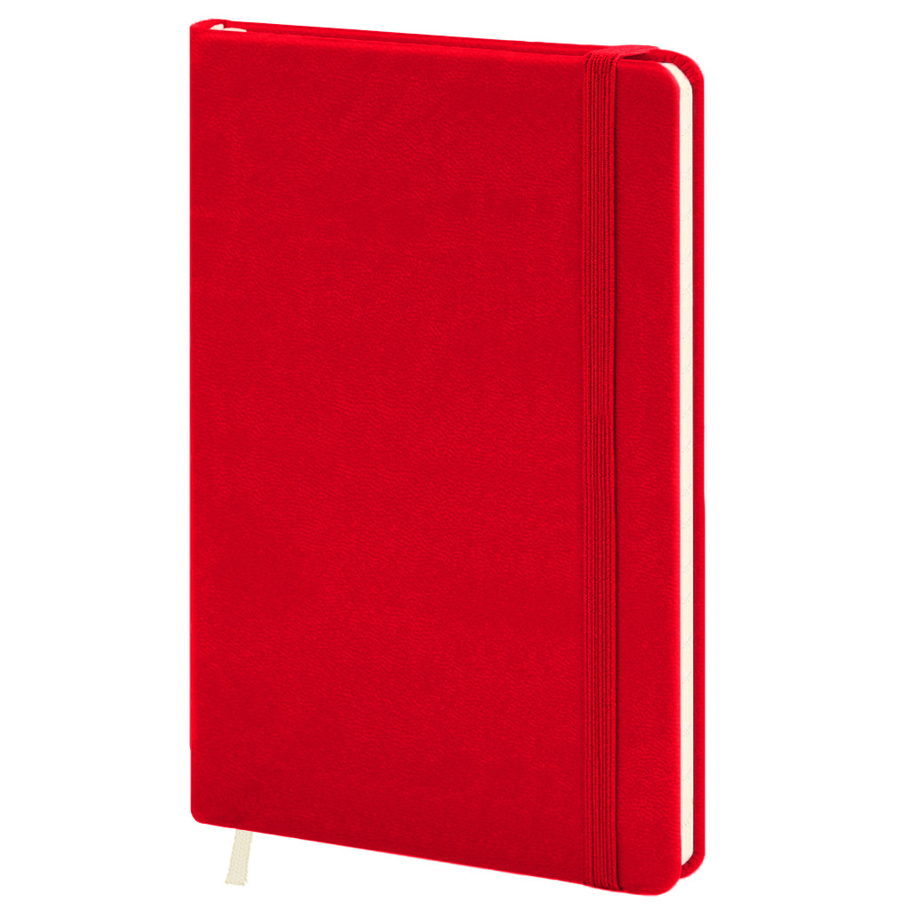 Записна книжка А5, 128 аркушів, кремовий папір, клітинка, обкладинка штучна шкіра червона