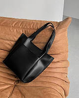 Женская сумка черная большая из экокожи, модная сумка шоппер